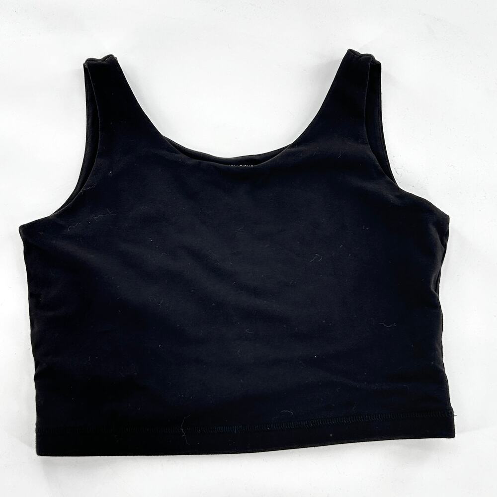 Eileen Fisher Cotton Jersey Crop Top M Black Comfort Lounge Travel Womens